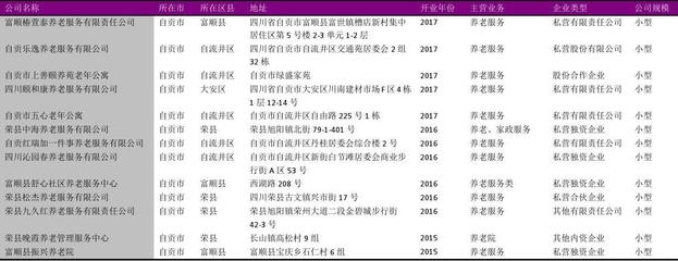 自貢市老年人殘疾人養護服務行業企業名錄2018版135家